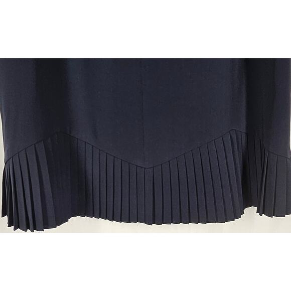 ALBERT NIPON WOMEN'S NAVY BLUE PENCIL SKIRT WITH PLEATED BOTTOM TRIM SIZE 14 - Picture 5 of 8